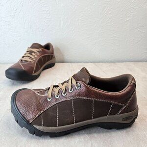 Keen Hiking Shoes Brown Leather Size 9 Outdoor Comfort Trail Lace Up Sneakers